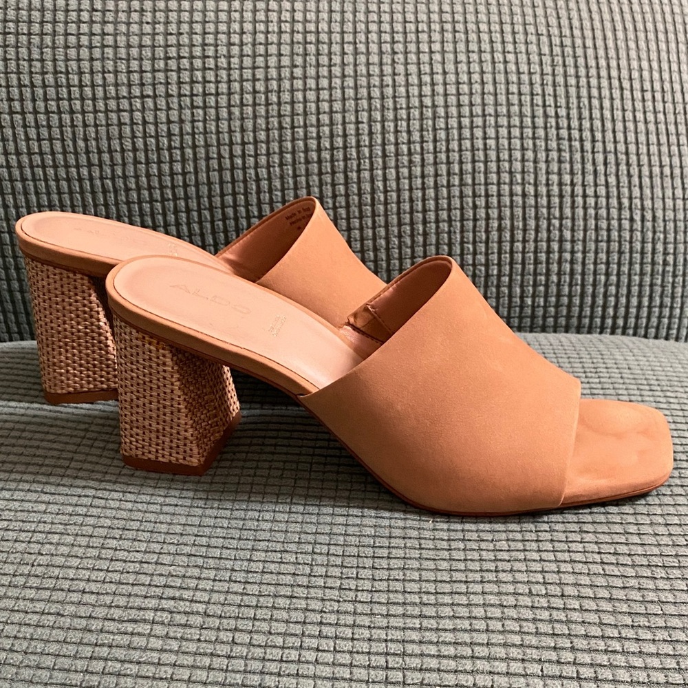 Women's Aldo Tan Block Heel Mules
